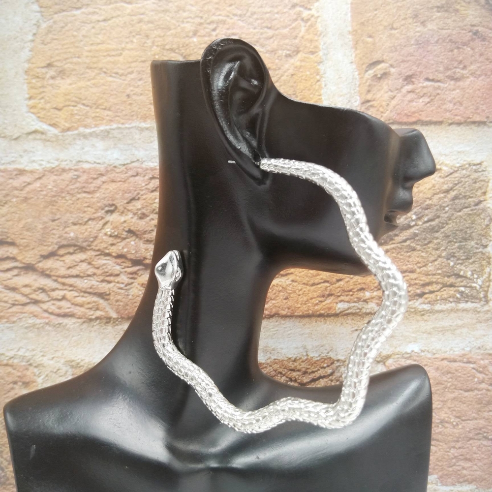Silver Snake Hoop Earrings